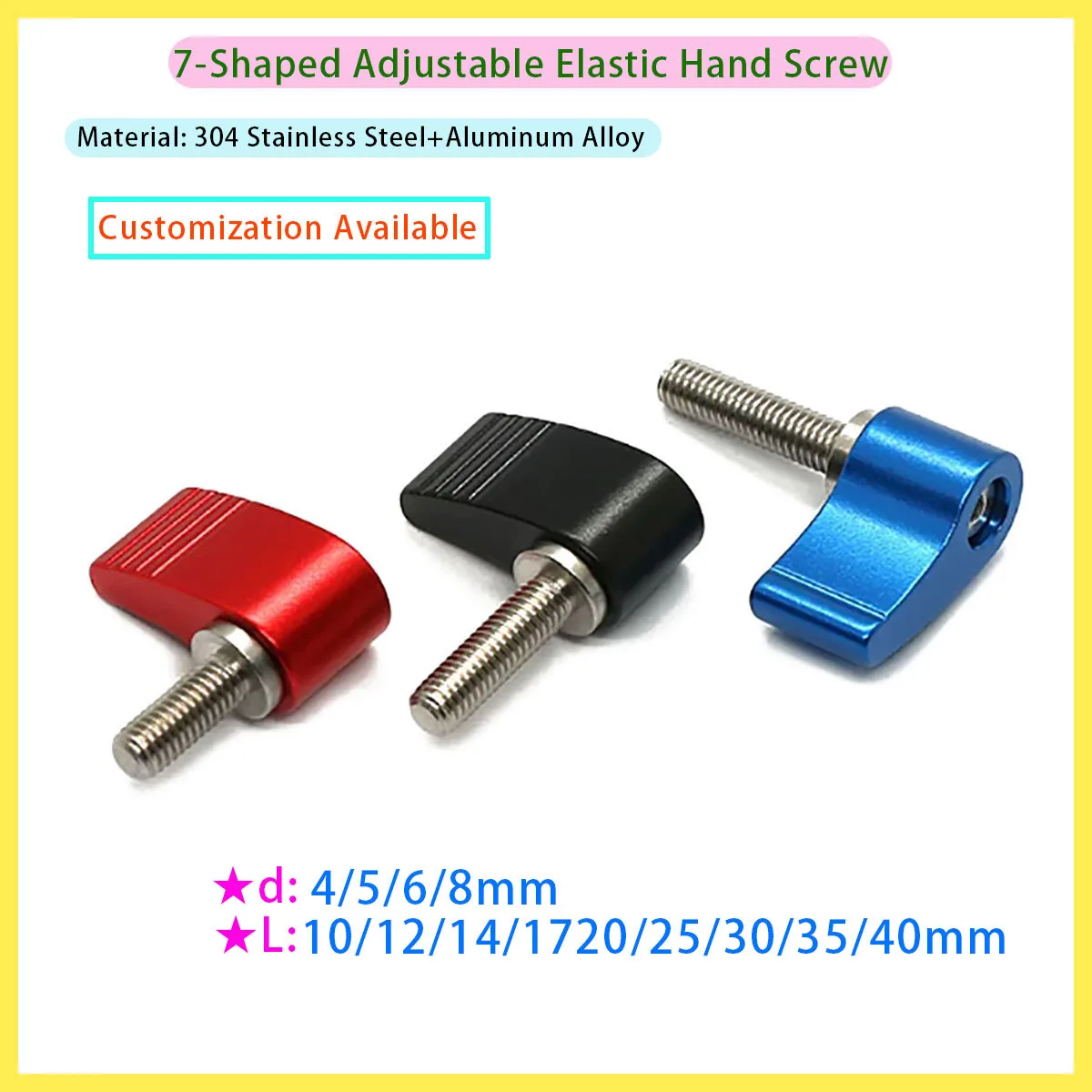 Type 7 Manual Tightening Screw Handle Thumb Screw Adjustable Butterfly Screw M4 M5 M6 M8 Suitable for SLR Rail Rod Slider