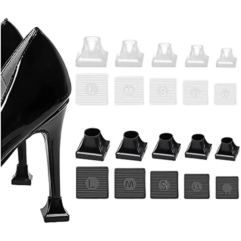 High Heel Protectors Heel Repair Caps Covers Heel Cover Non-slip Square TPU/PVC Silencer Material Soft Damping Woman 1 Pair