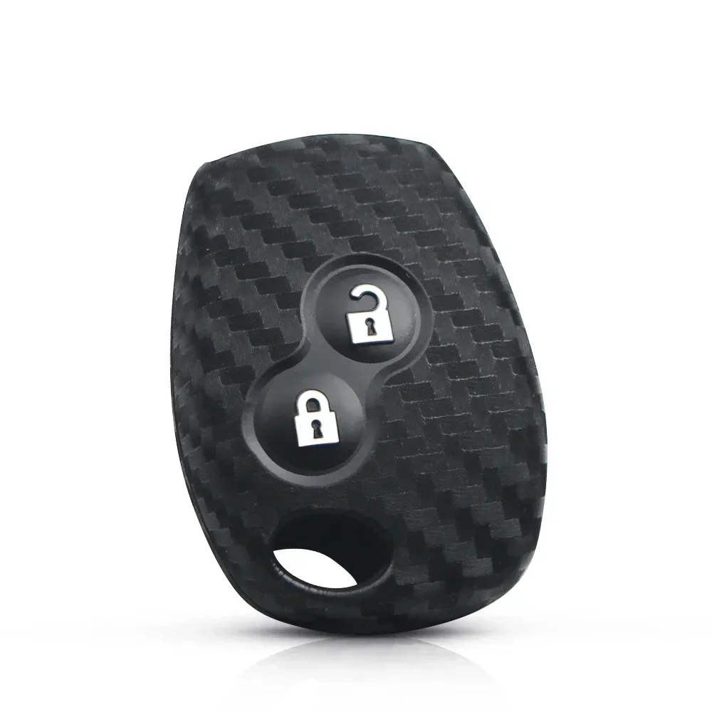 KEYYOU 2 Buttons Carbon Silicone Car Key Case Cover For Renault Duster Clio DACIA 3 Twingo Logan Sandero Modus