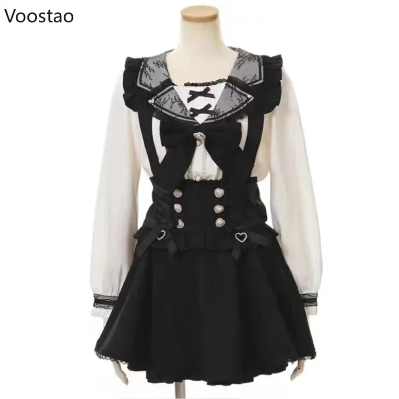 Japanische süße Lolita Spitze Bogen kurzen Strap srock weiche Mädchen Gothic Plaid Bandage Party Miniröcke y2k lässige A-Linie Röcke