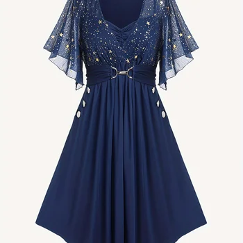 Esplosioni taglie forti da donna alla moda con stampa di ste...