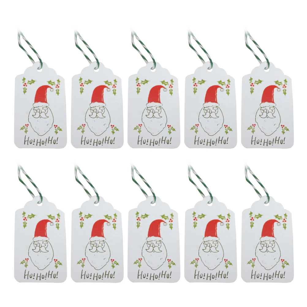 50PCS Christmas Gift Tags Kraft Tags Santa Tags with 10m Cotton Strings for Gift Wrapping and Labeling