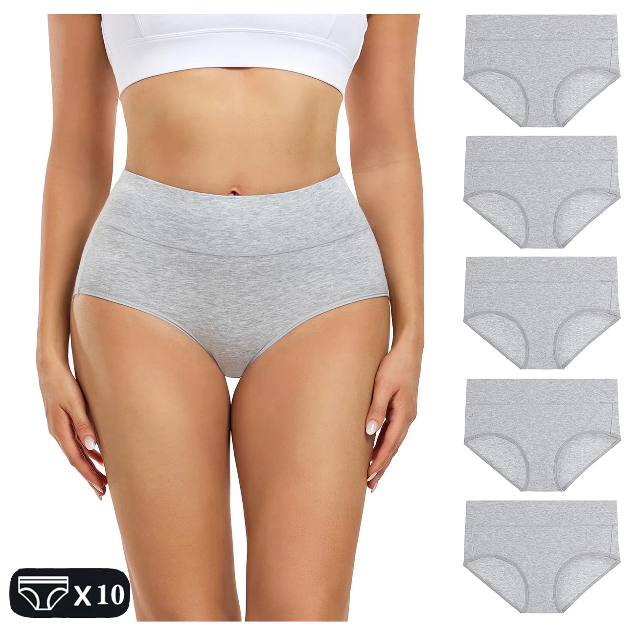 

L-5XL Women's High Waisted Cotton Briefs Ladies Underwear Regular & Plus Size Panties