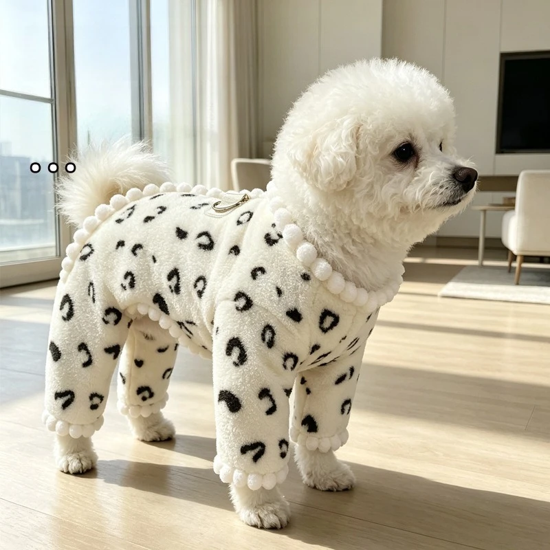 Dog clothes for autumn and winter small dogs warm and can be pulled thick cotton clothes four legged backless fleece clothes