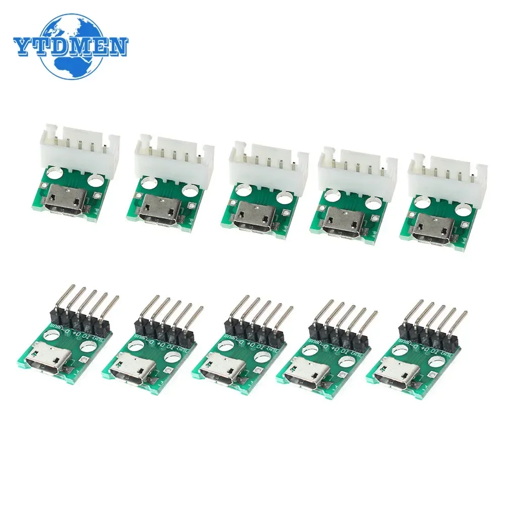 

10pcs MICRO To DIP 5P PCB MICRO PCB Test Board USB Female 2.54mm Power Boards DIY Electronic Kit