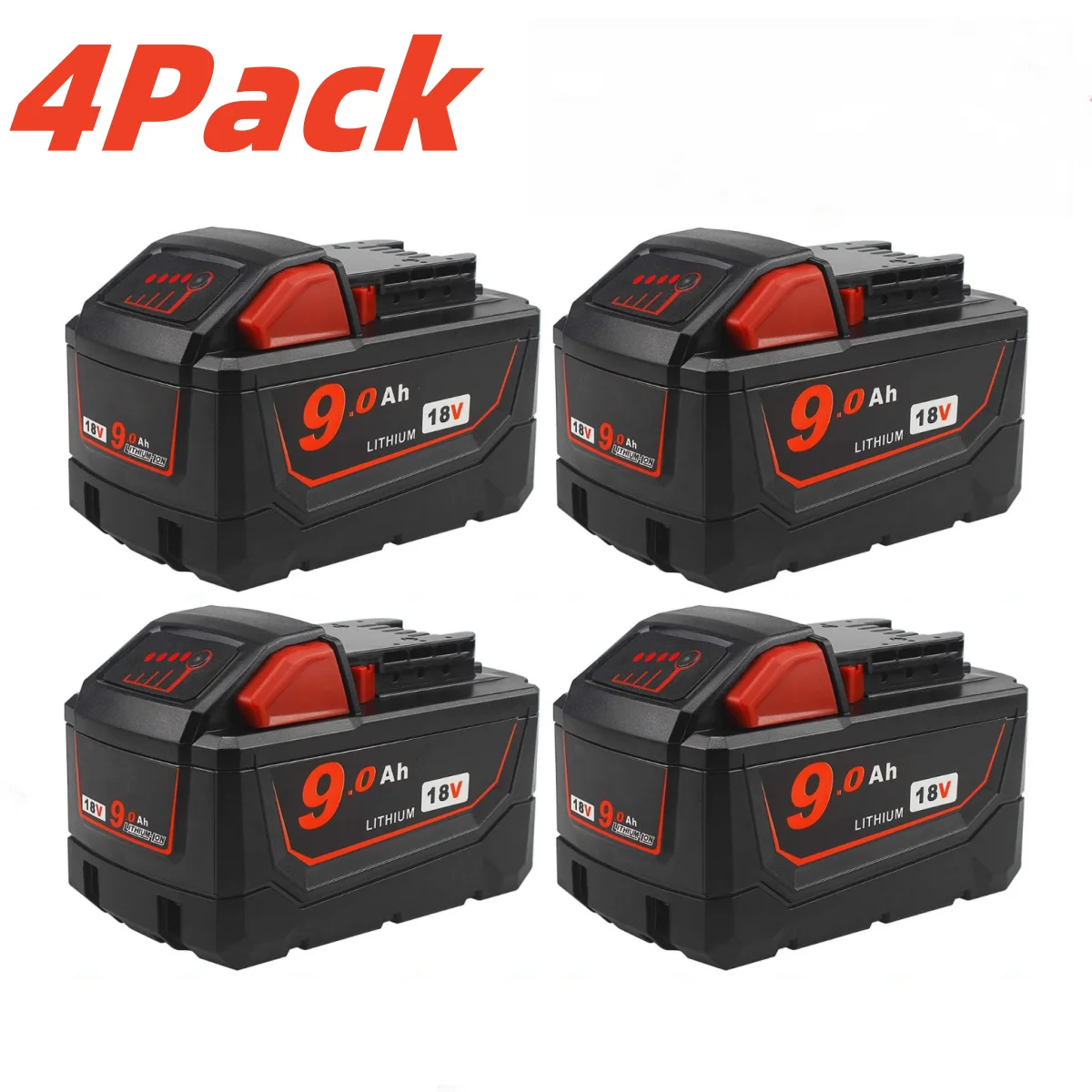 

4PACK 18V 9.0Ah Battery T For Milwaukee M18 9000mAh Cordless Power Tools Lithium-Ion Battery FOR MILWAUKEE M18 Battery Tools