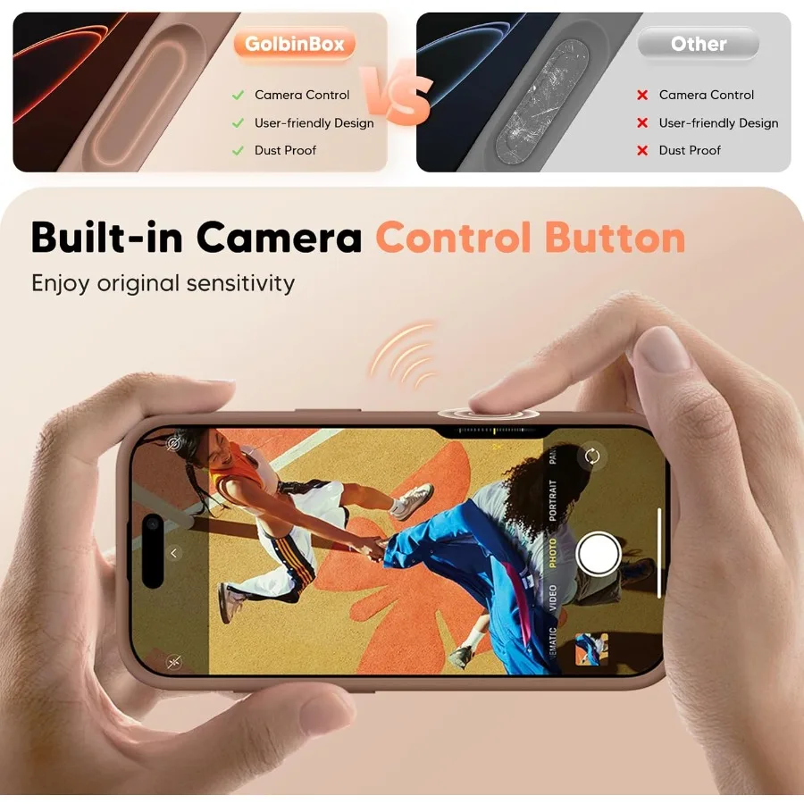 Custodia con supporto magnetico marrone 360 Spin per iPhone 17 Pro Max 6,9'' con protezione completa della fotocamera e design in silicone liquido antiurto