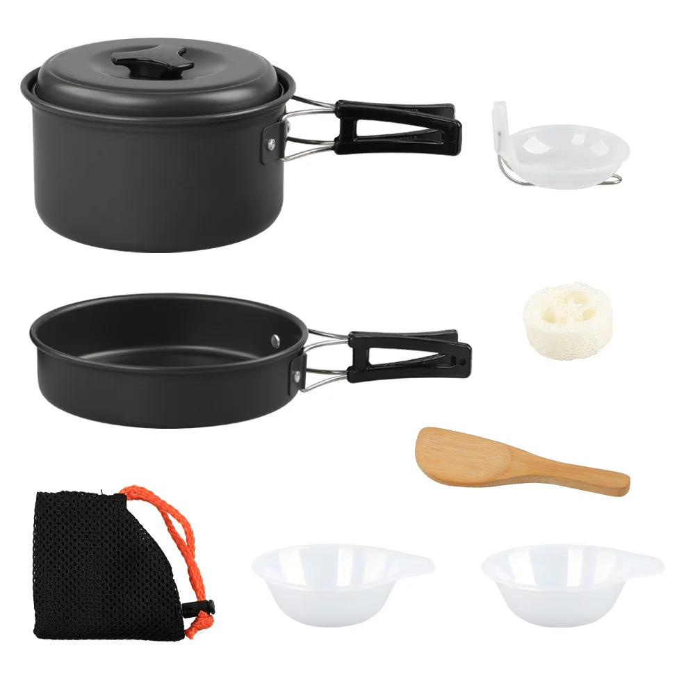 

Camping Cookware Set Outdoor Picnic Travel Tableware Non-stick Portable Tourism Cooking Pot Frying Pan Trekking Hiking BBQ