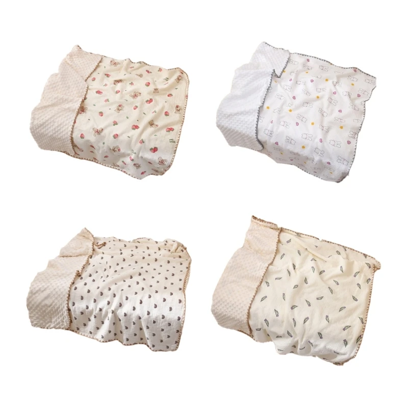 

Baby Throw Towel with Dotted Backing, Soft Infant Receiving Blanket Kindergarten Air Conditioners Quilts for Boy Girls