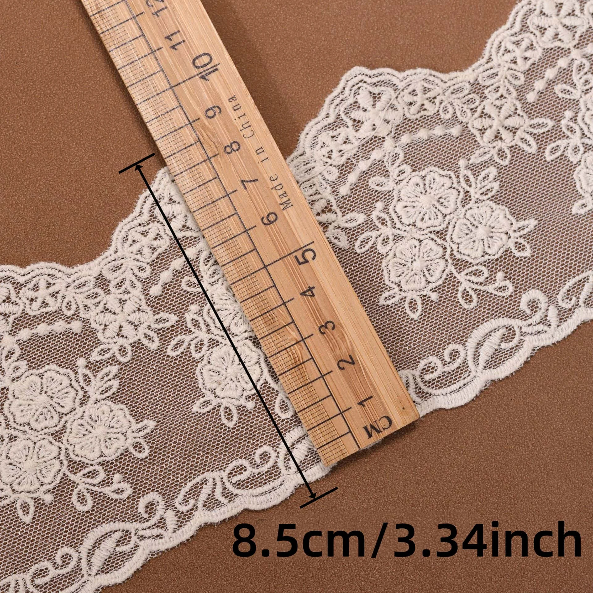 Vintage Floral Lace Trim 8.5cm Wide 1/5 Yards Embroidered Mesh Ribbon for Wedding Dress Costume Sewing Home Decor DIY