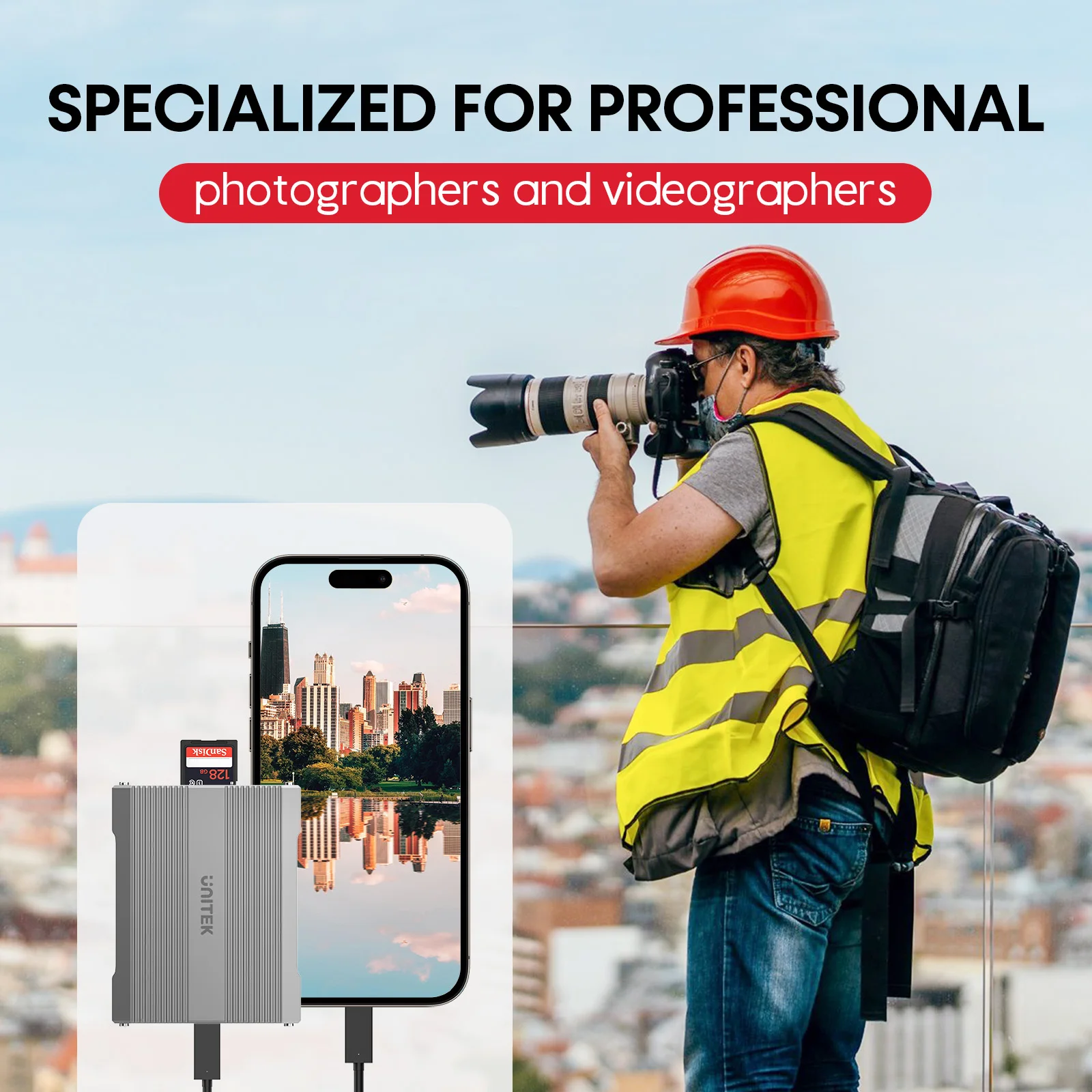 Lector de tarjetas USB 4 en 1 de 10Gbps Hub a SD4.0 MicroSD CFexpress tipo B tarjeta de memoria USB-A 3,2 Gen2 adaptador Plug & Play para iPhone 16