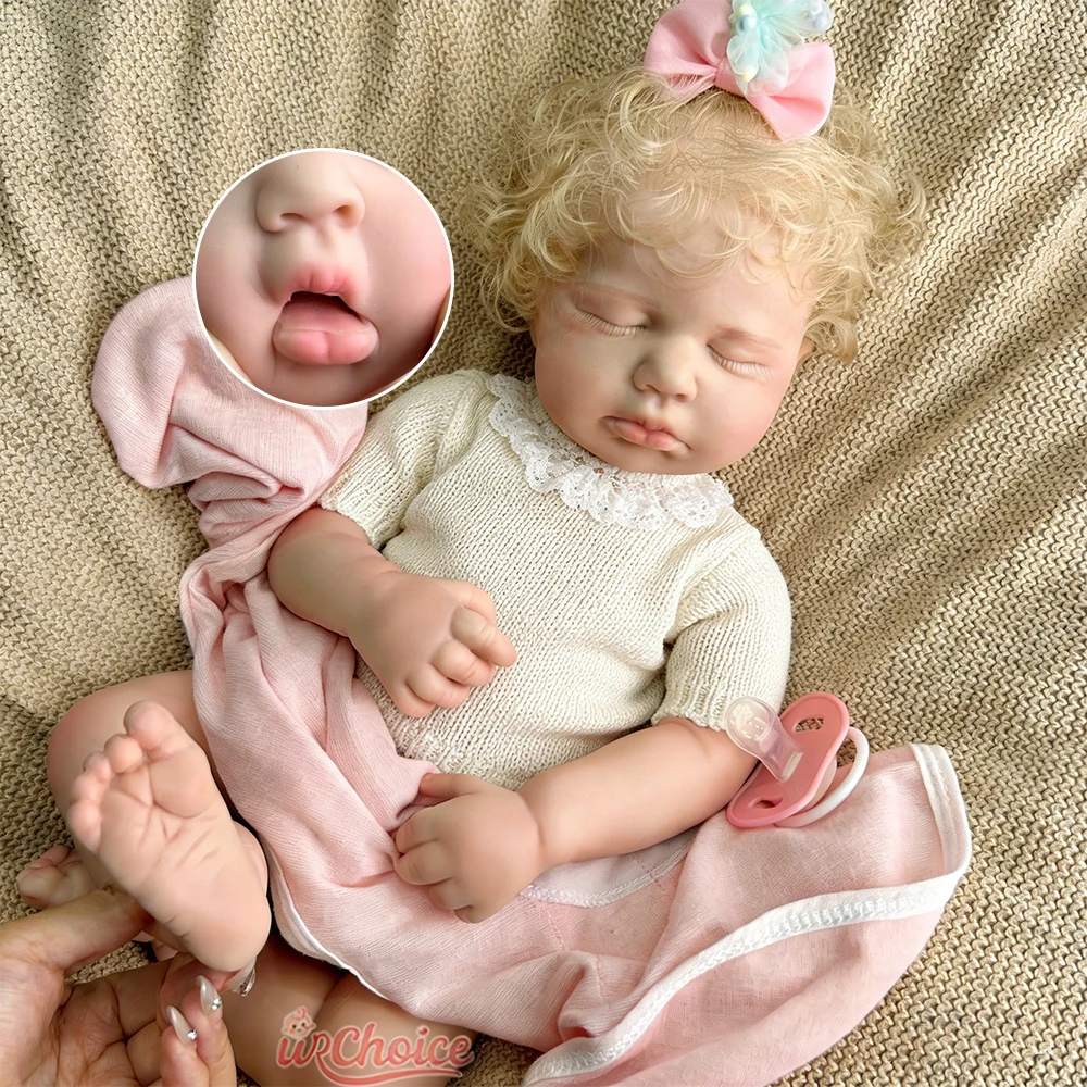 

Realistic 50cm Loulou with Rooted Hair Full Soft Silicone Reborn Baby Girl/Boy Can Open Moth Doll for Kids Toy Birthday Gift