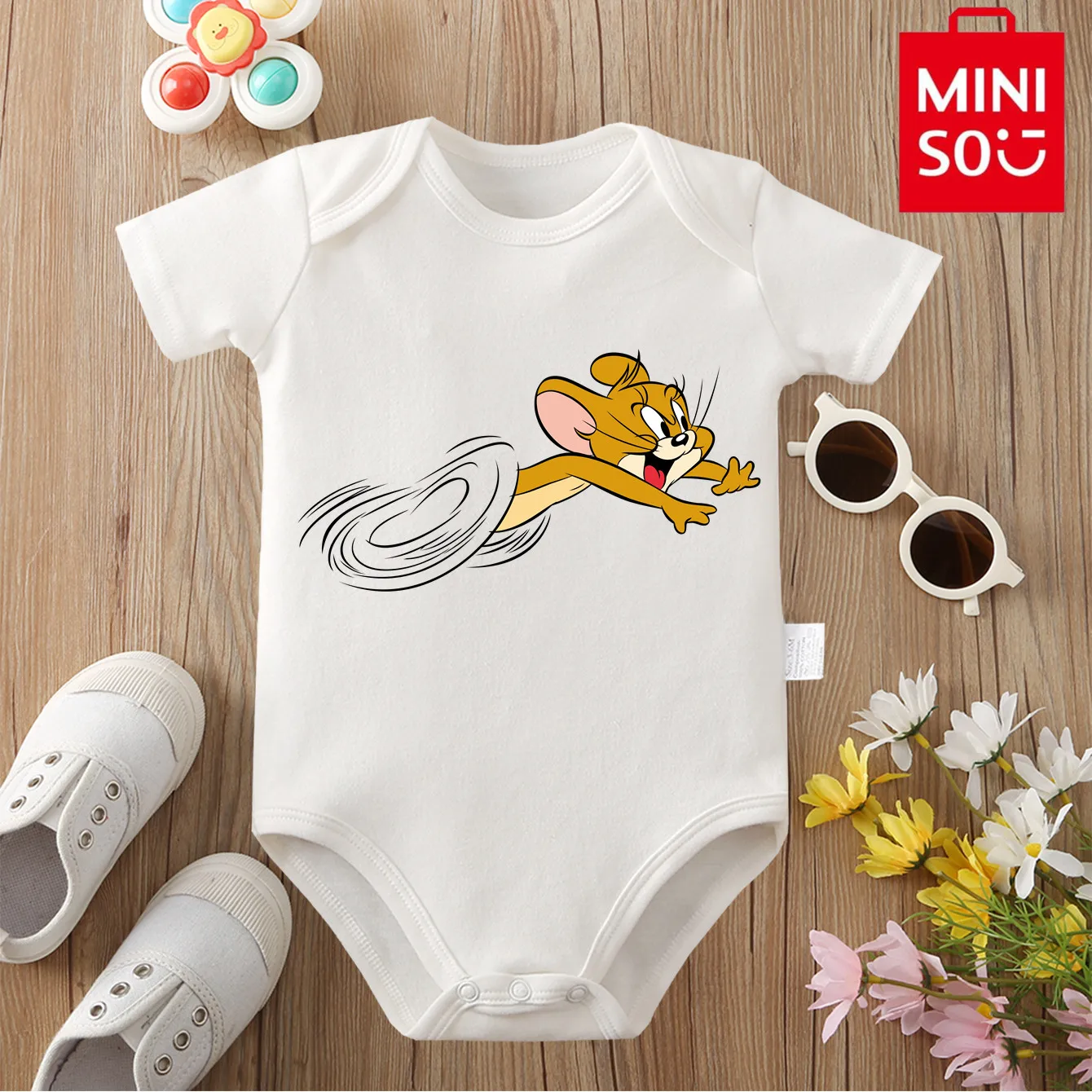 

MINISO Pure Cotton Cloths Tom and Jerry Comfortable and Soft Cute Onesie Bodysuit for Baby Jumpsuit for 0 To 12 Months Newborn