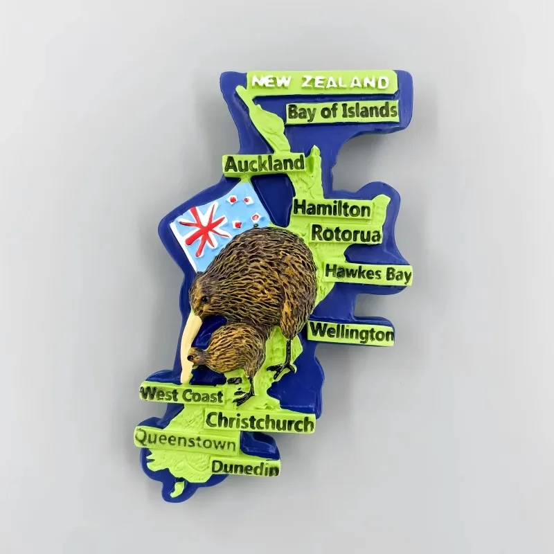 New Zealand creative Kiwi flag map tourist souvenirs three-dimensional hand-painted decorative magnetic refrigerator magnets