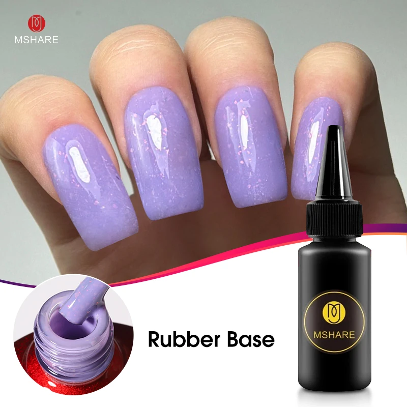 

MSHARE 30ML Purple Shinny Gittle Rubber Base Coat Uv Nail Gel Nail Gel Polish