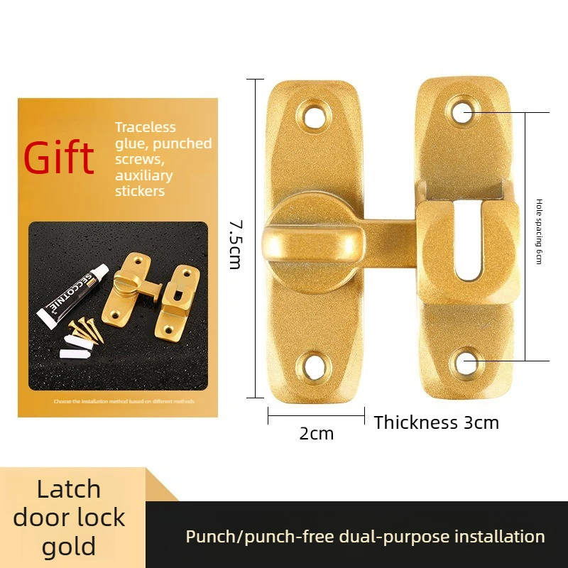 1pc 90/180 Degree Sliding Door Lock for Home Security, Small Gate Latch, Anti-Theft Hardware, Zinc Alloy Safety Door Lock