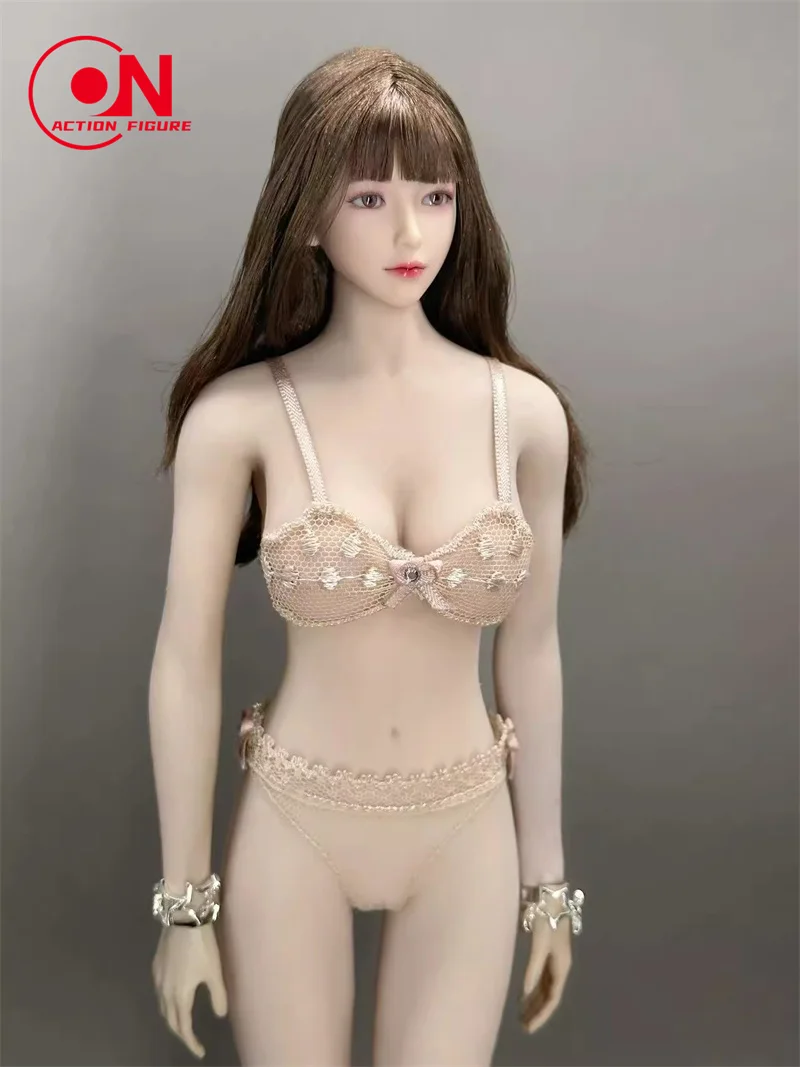 In Stock CJG-059 1/6 Scale Female Sweet Lace Perspective Bow Bra Briefs Underwear Set Fit 12 inch Action Figure Body Dolls