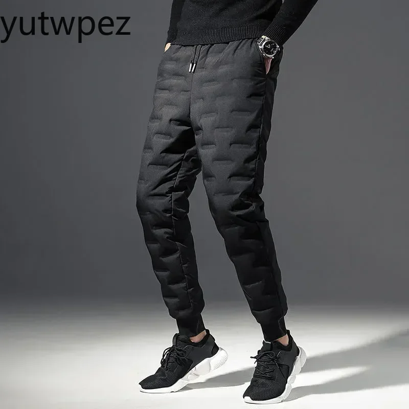 Fashion 90% White Duck Down Padded Thicken Winter Warm Down Pants Men Joggers Outdoor Sport Running Sweat Pants Thermal Trousers