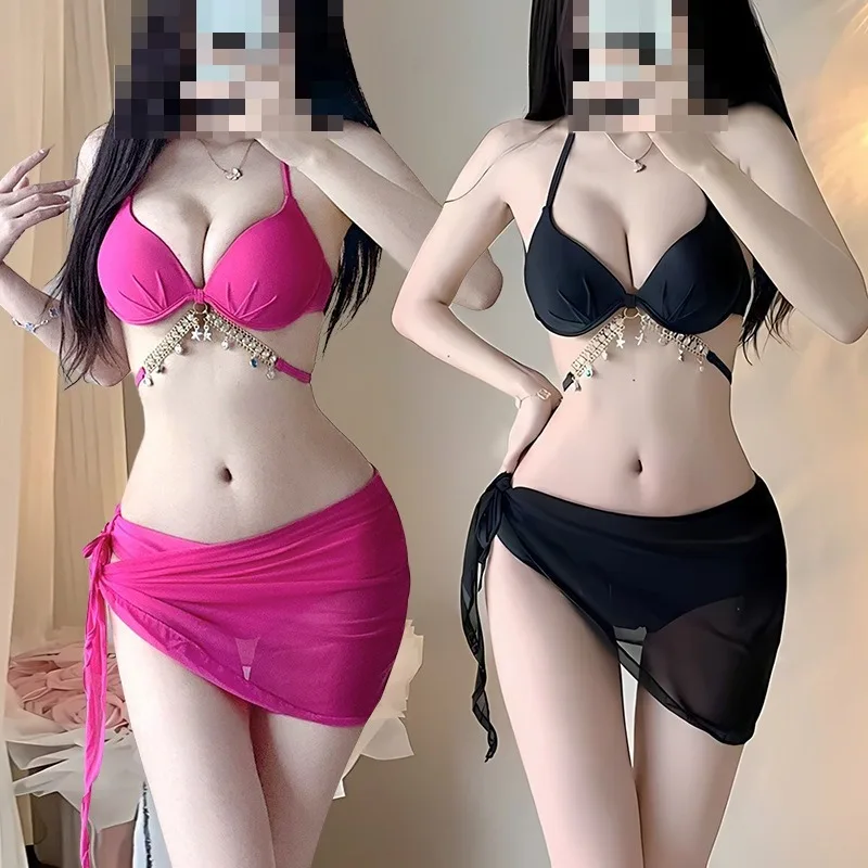 Black sexy thickened band bikini resort spa, suitable for multi-scene wear