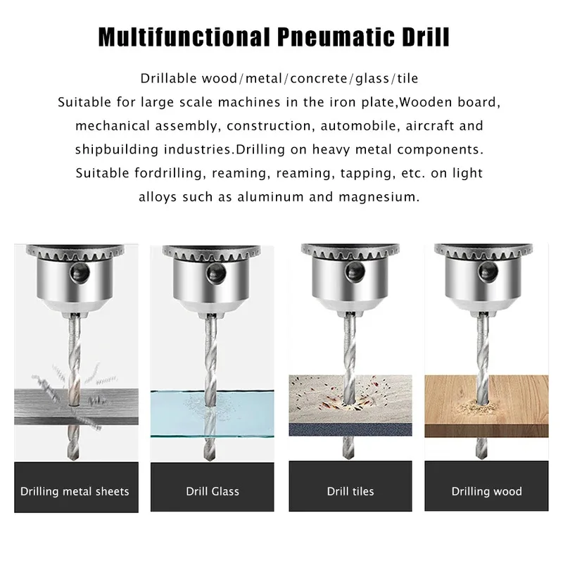 3/8'' Professional Air Drill High-speed Pneumatic Drill Reversible Rotation Tool For Drilling On Walls, Floors, Iron Plate Etc