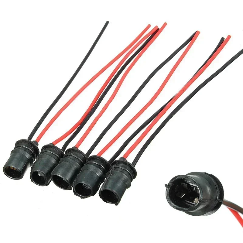 Carhome 10pcs T10 W5W 147 501 Round Sockets Socket Marker Light Holder Connector Wire Bulb Harness 10mm Hole Lamp Holder Base Co