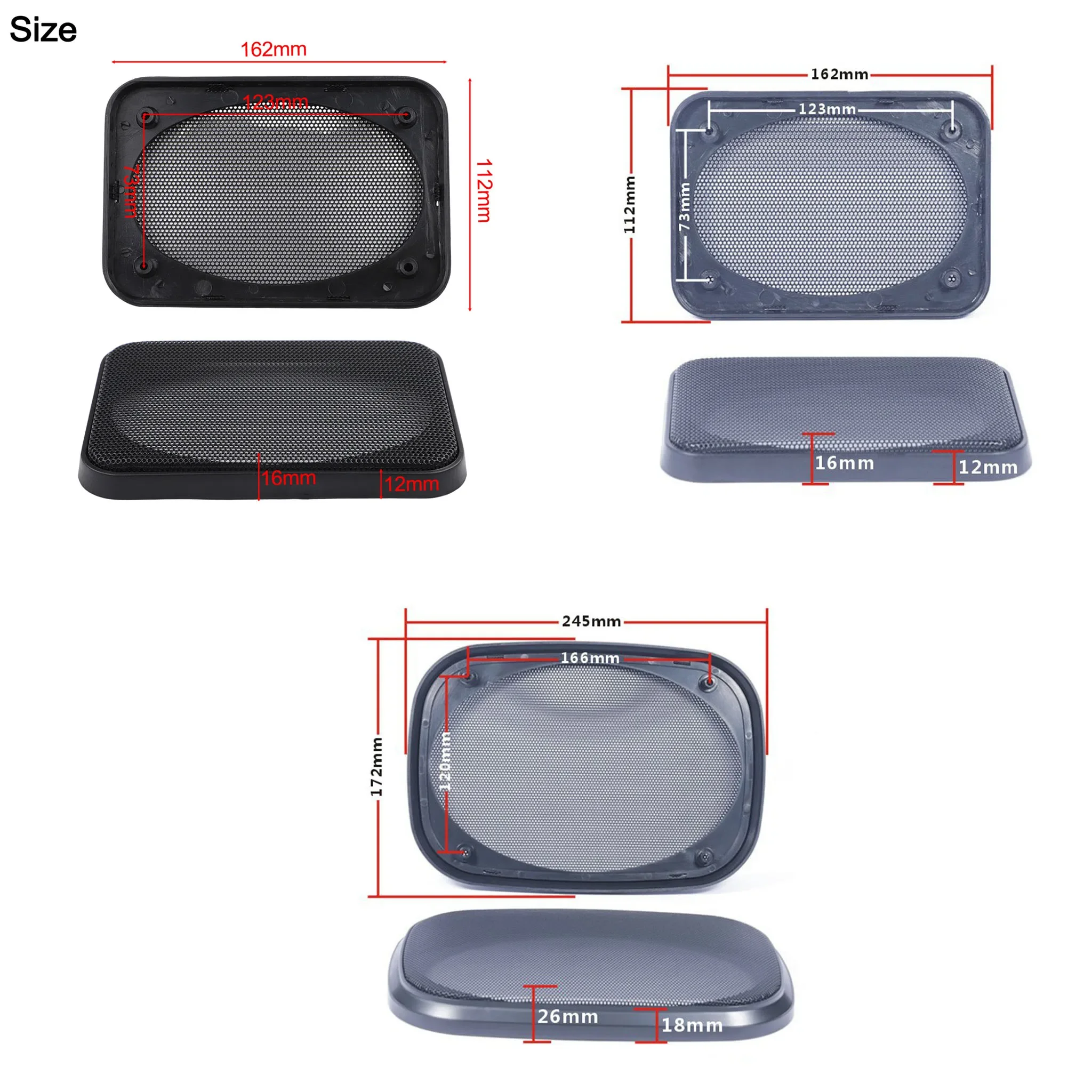 1pc Speaker Grill Cover 162x112/245x172/253x175mm ABS Decorative Protectionface Mask Audio Loudspeaker Accessories