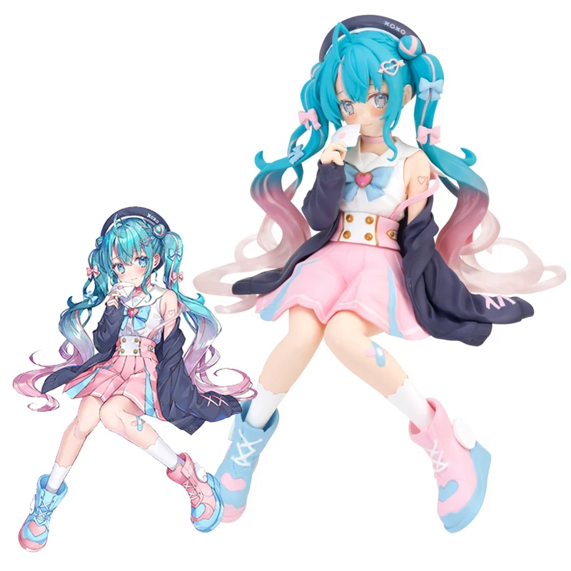 14CM Hatsune Miku Virtual Idol Singer Anime Figure Two-Dimensional Beautiful Girl Action Figures Kawaii Noodle Stopper Model Toy