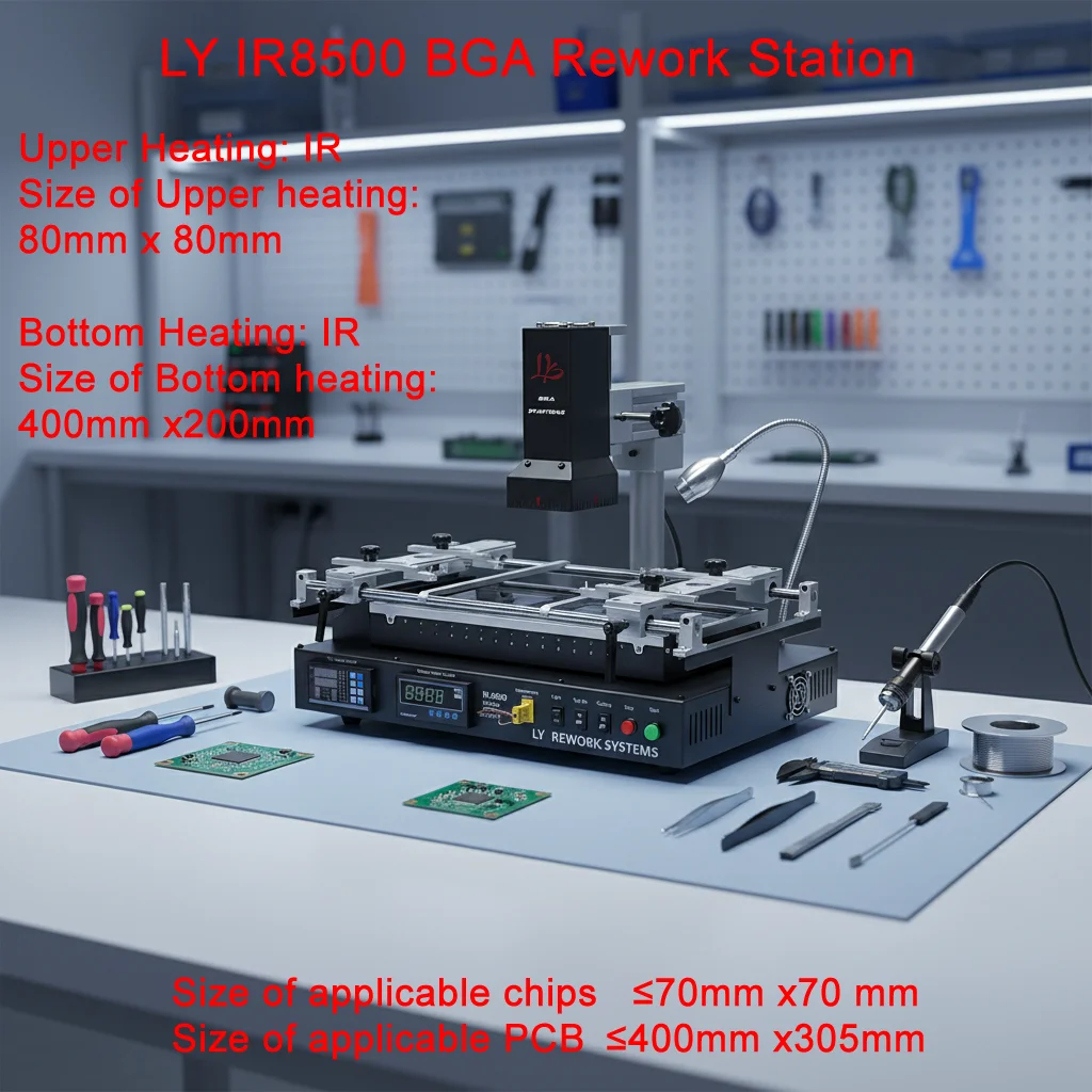 

LY.GROUP.CHINA IR8500 BGA Rework Station Full Dark IR 2 Stages Power 2050W Voltage 220V for Electronic Repair