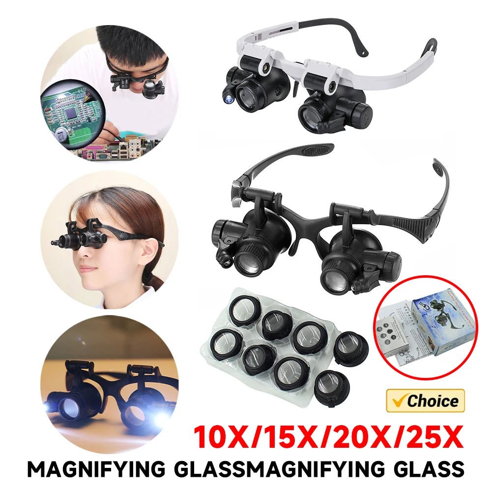 Cabezal de observación de lentes 10X/15X/20X/25X con lupa, lupas con LED