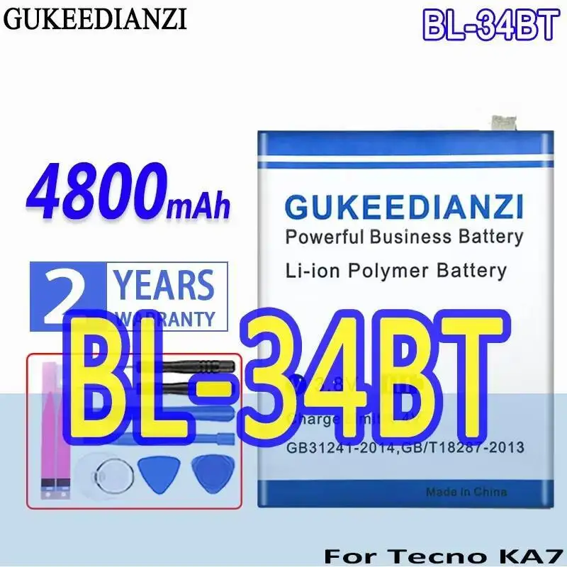 

High-Efficiency BL-34BT For Tecno KA7 Spark 2 Spark2 4800Mah Mobile Phone Battery