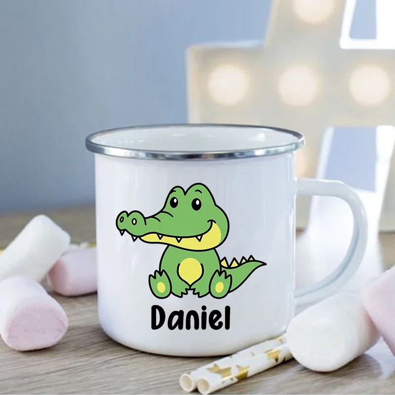 Personalized Kids Cup Custom Animal with Name Juice Cola Mug Cute Elephant Crocodile Tiger Lion Print Mug Children Birthday Gift