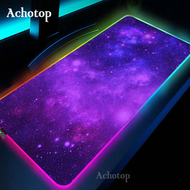 Space Mousepad Gaming Mouse Pad RGB LED Gamer Mat Computer Desk Pad XL Keyboard Kamado Nezuko PC Gamer Locrkand Color Manga mat