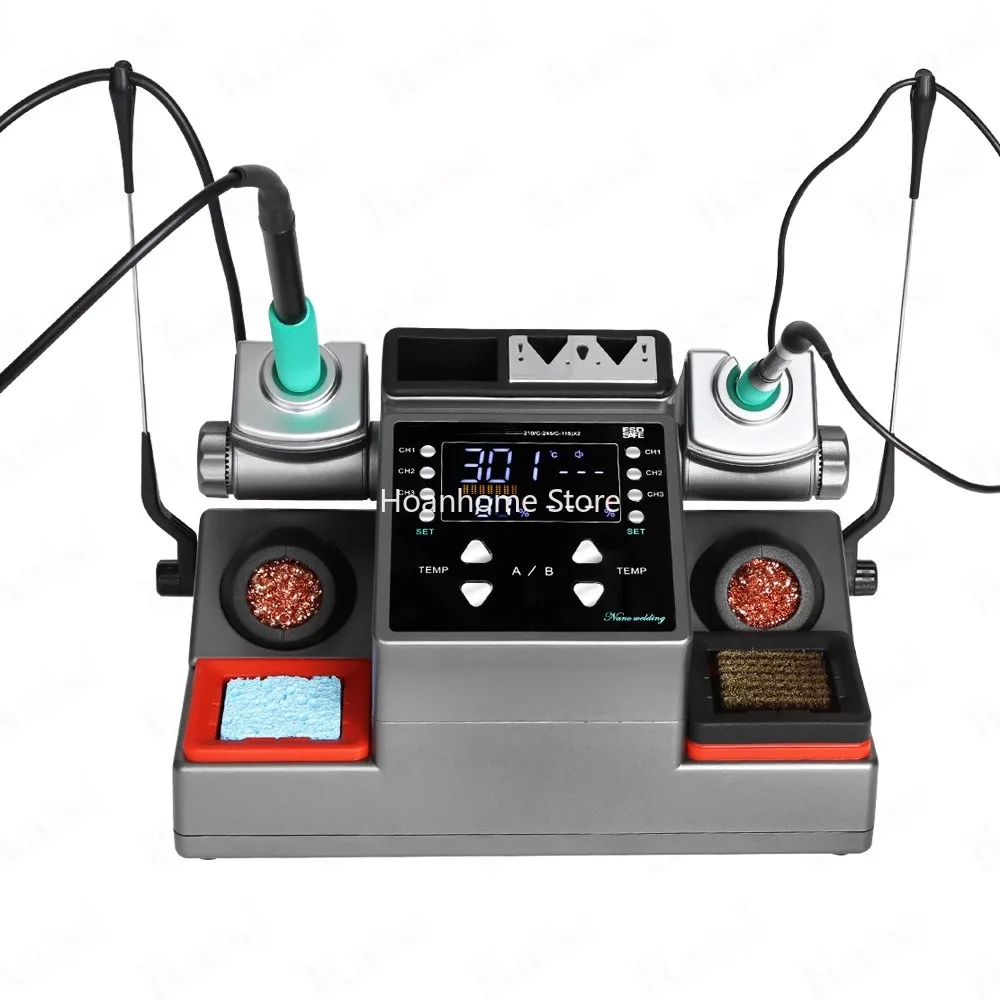 Double-Station Soldering Station Soldering Iron T210 Wire Control Handle High Power Soldering Station Automatic Sleep