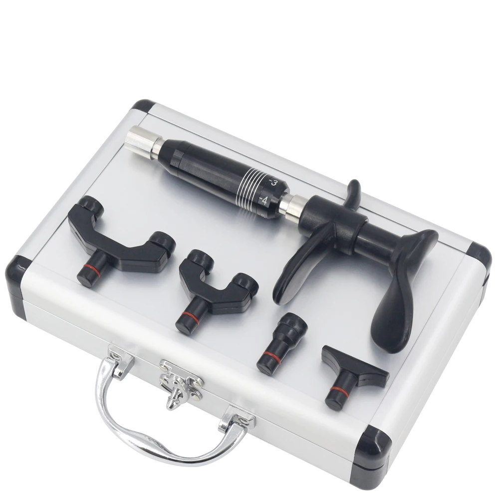 300N أداة ضبط العلاج بتقويم العمود الفقري 6 المستوى 4 رؤساء تحسين آلام المفاصل علاج الفقار دليل تدليك بندقية مجموعة المحمولة