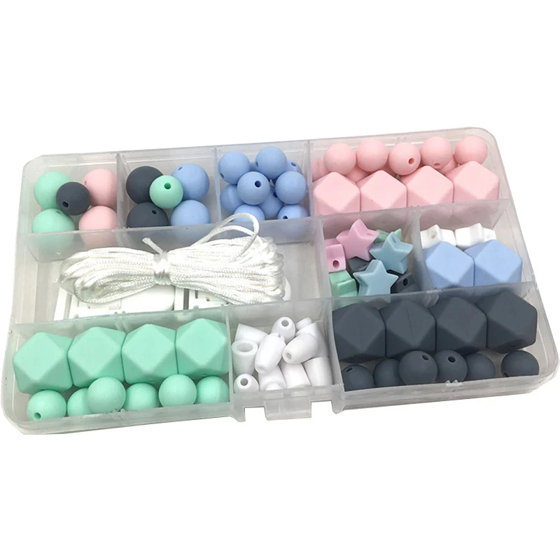 ABCPICK DIY Crafts Set Pacifier Clips Toy Safe And Natural Silicone Beads Necklace Pendants Jewelry Making Handmade Accessories
