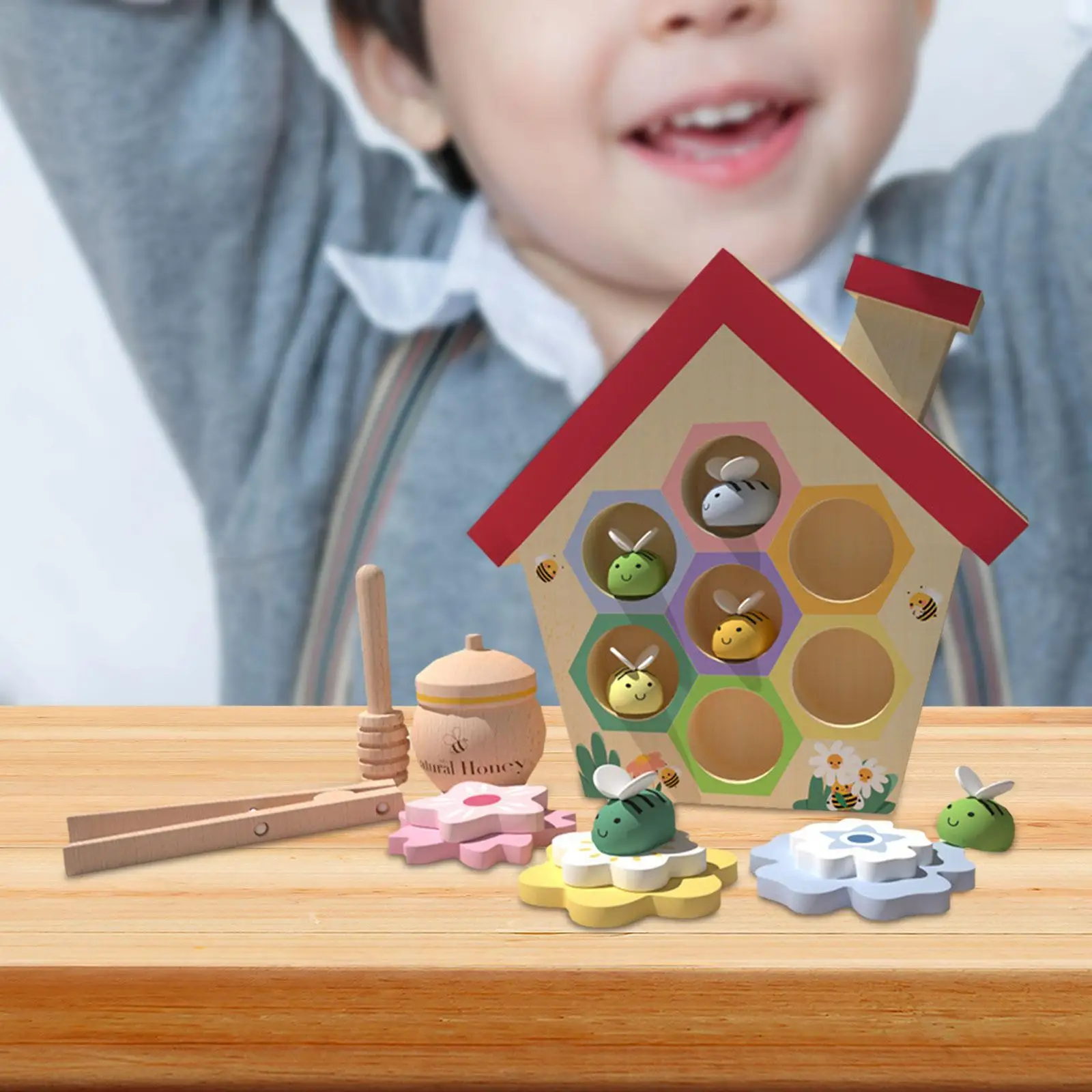 Houten Speelgoed Bijenkorf Games Fijne Motoriek Speelgoed Montessori Bee Sorteren en Stapelen Speelgoed Houten Bijen Speelgoed voor Kinderen Gift