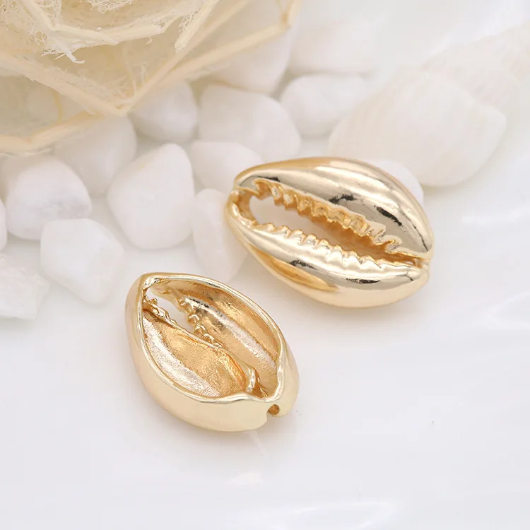 4PCS 14*10MM / 17.3*11.6MM 14K Gold Color Plated Brass Conch Seashells Charms Pendants High Quality Diy Jewelry Accessories