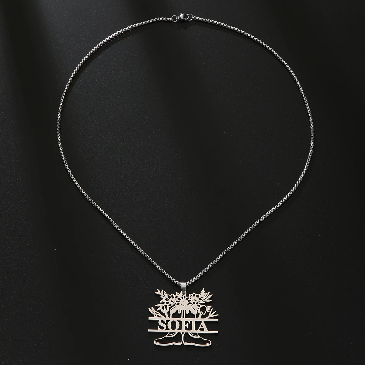 تخصيص اسم قلادة شخصية قلادة 60 سنتيمتر سلسلة الجوف نمط مخصص اسم القلائد مجوهرات للرجال هدية عيد ميلاد