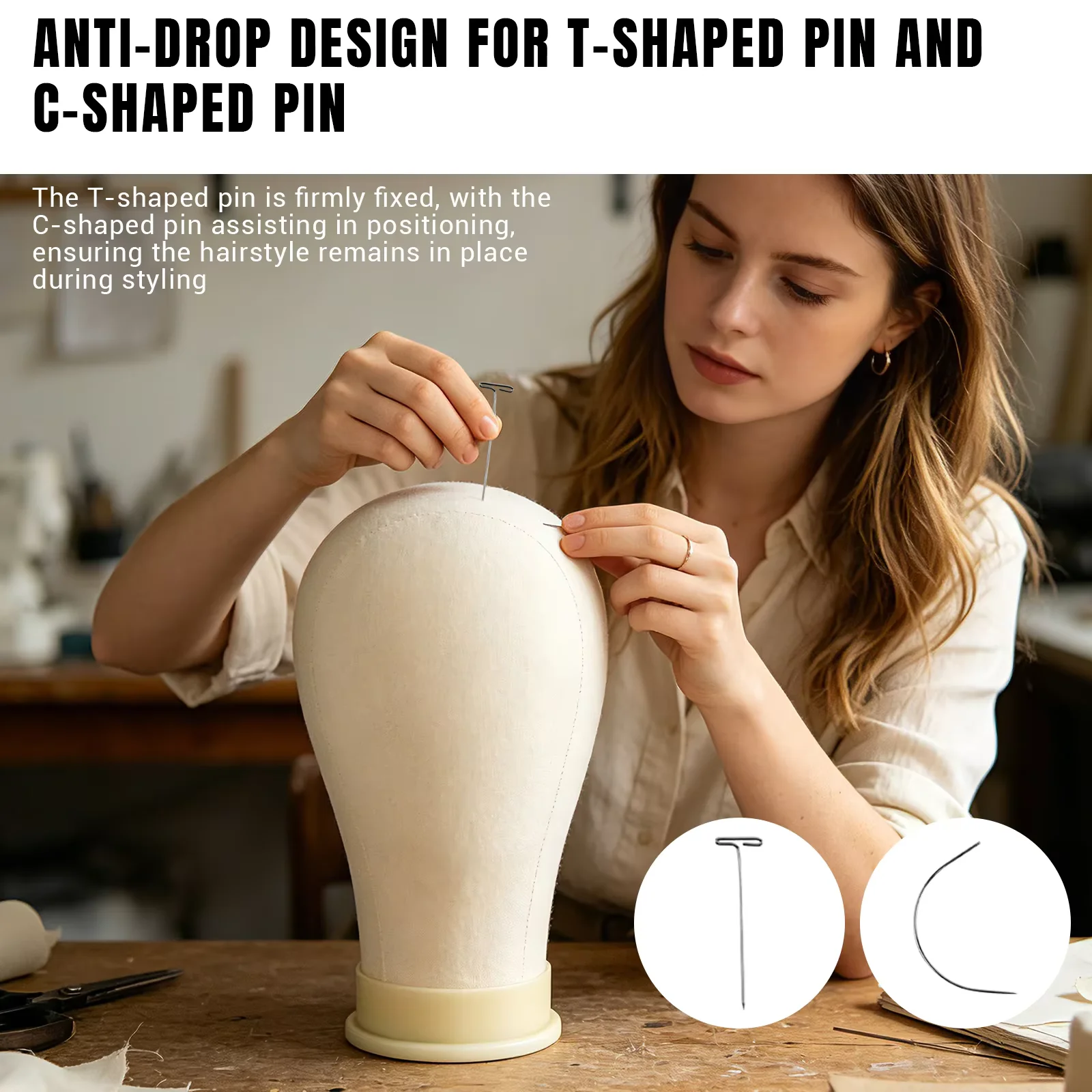 Styling Practice Mannequin Head Set with Adjustable Stand