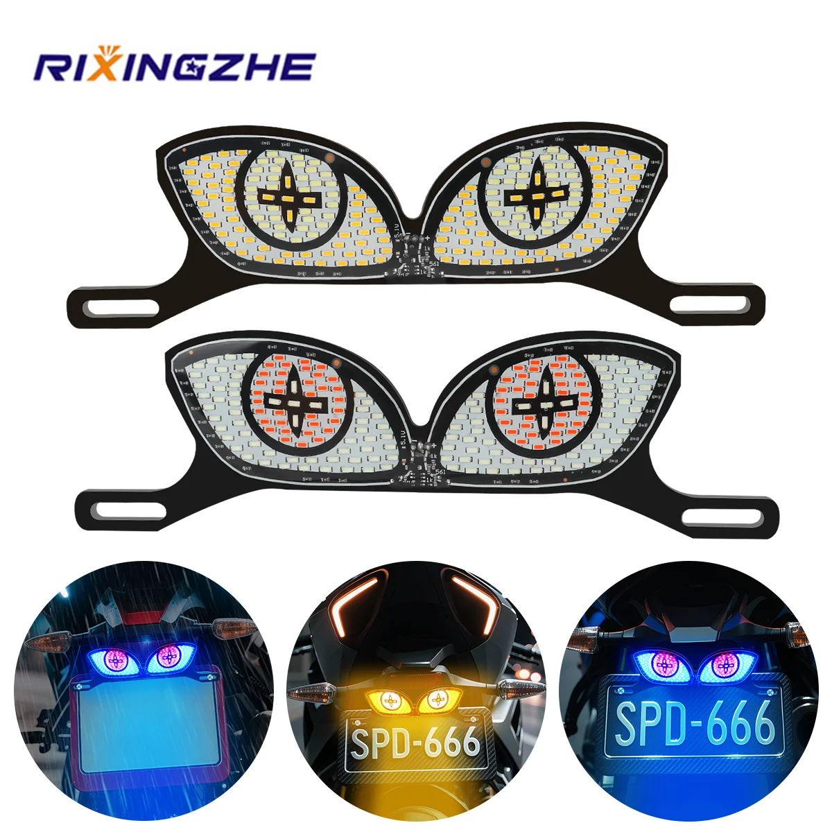 

Motorcycle LED Lights Devil Eye Dynamic Tail Light Decorative Lamp Strobe Eagle Eye Lamp Dual Color 12V Exterior Accessories