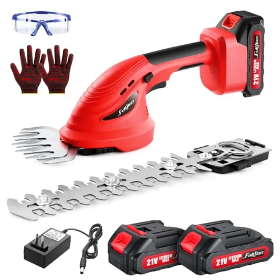 

Hedge Trimmer Cordless2 in 1 Hedge Shrub Grass Shears 21 V Electric Hedge Trimmer Grass Cutter Bush Trimmer with 2 PCS Recharge