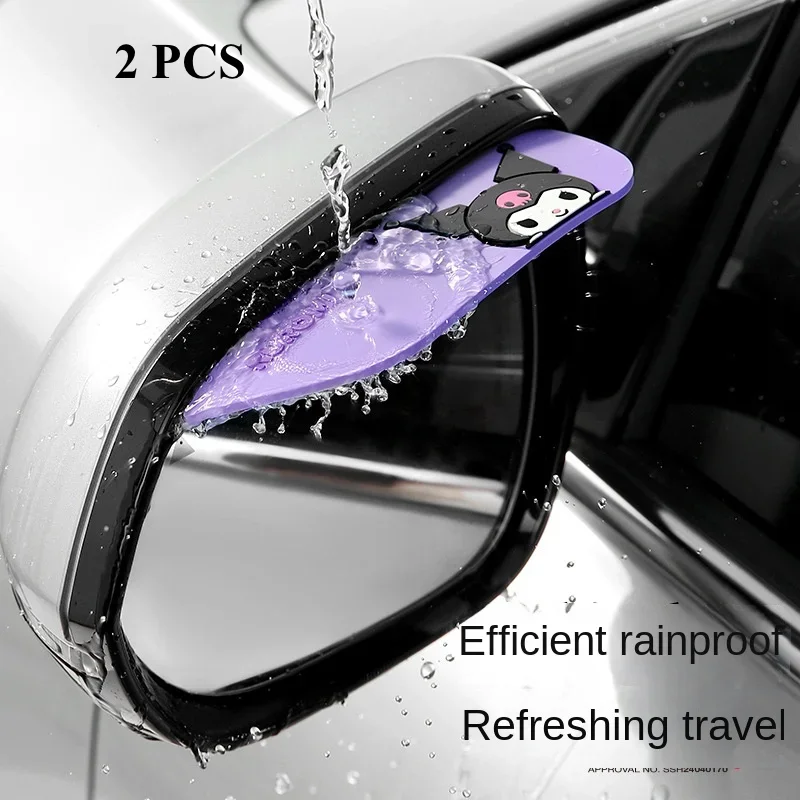 

Sanrio Car Reverse Mirror Rain Brow Weather Guard Rearview Mirror Sun Visor Waterproof Cartoon Kuromi My Melody Car Accessories