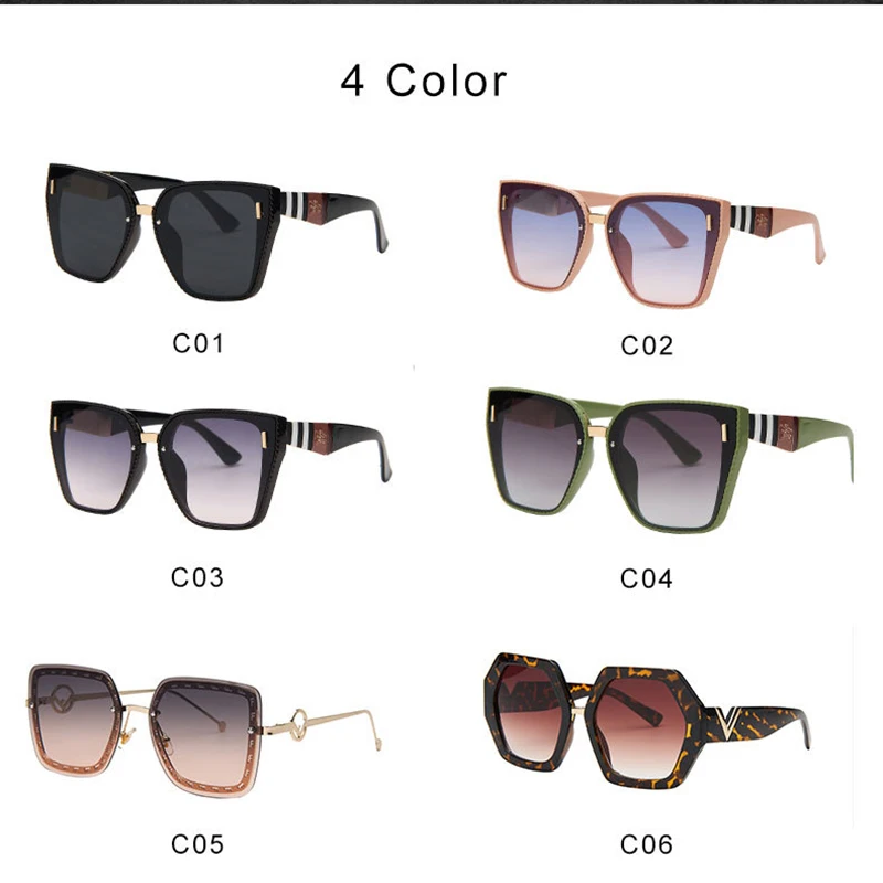 Fashion Square Gradient Mirror Sunglasses for Women 2024 Retro Brand Designer Sun Glasses Female Big Frame UV400  S289