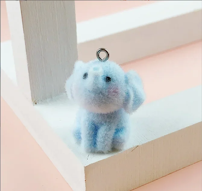 20pcs 3D Cute Flocking Charms Animal Pendant for Jewelry Making Mobile phone accessories Earring  Accessories Wholesale