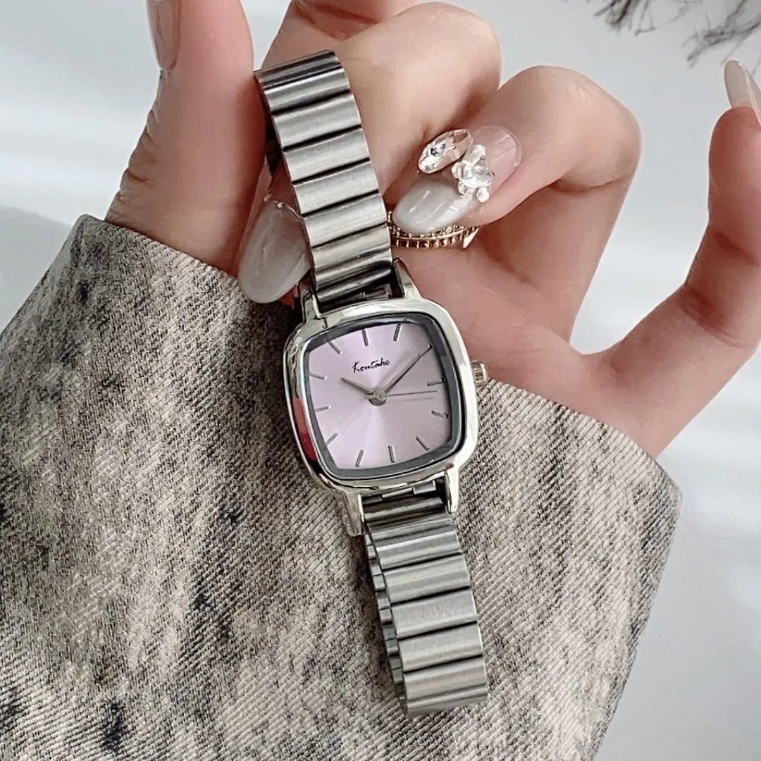 ساعات نسائية مربعة كاجوال للسيدات كوارتز ساعة يد فضية سوار من الفولاذ المقاوم للصدأ ساعة نسائية Relogio Feminino