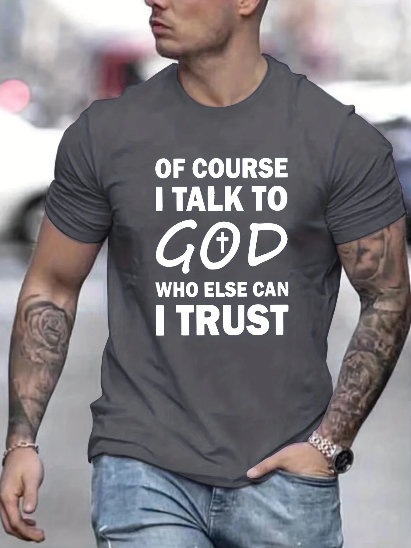 Talk To God Jesus T Shirt Print Tees for Casual Short Sleeve for Summer Spring Fall Oversized Tops As Gifts - Image 2