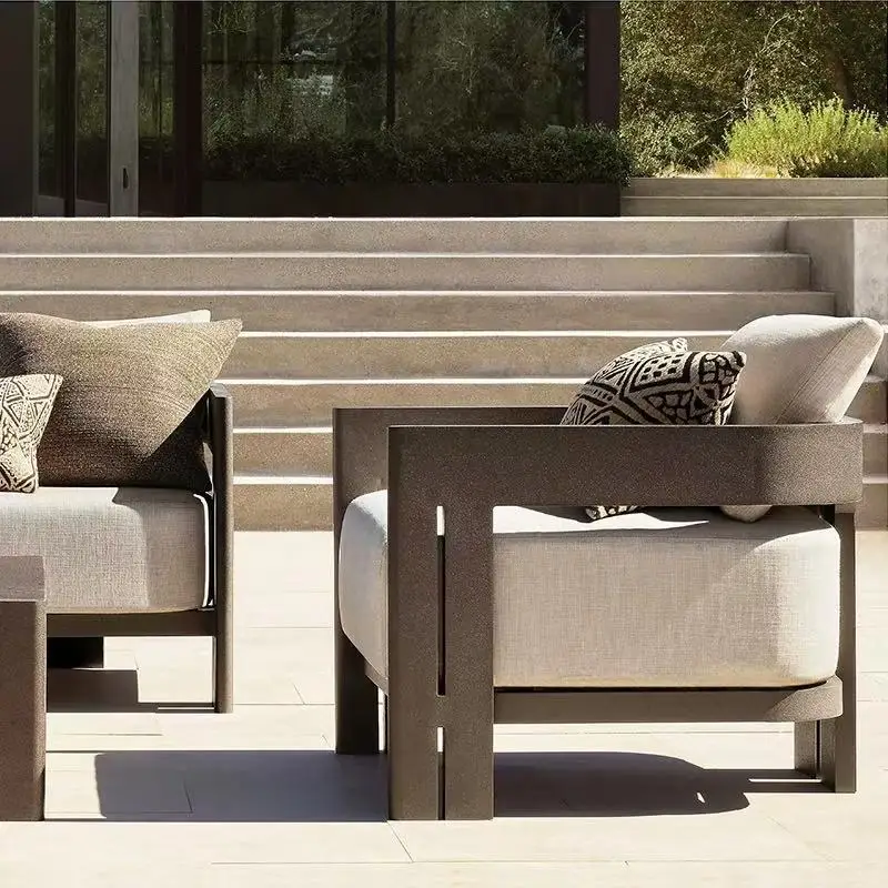 Modern All-Aluminum Outdoor Sofa Set, Weather Resistant Lounge Combination for Villa Garden Courtyard Hotel Homestay