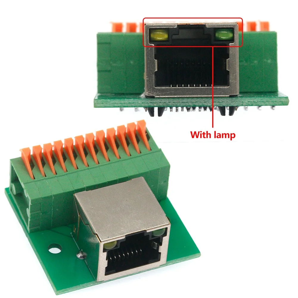 RJ45 wire terminal with lamp net port solder-free wire terminal adapter board sub-female base rail installation wiring board
