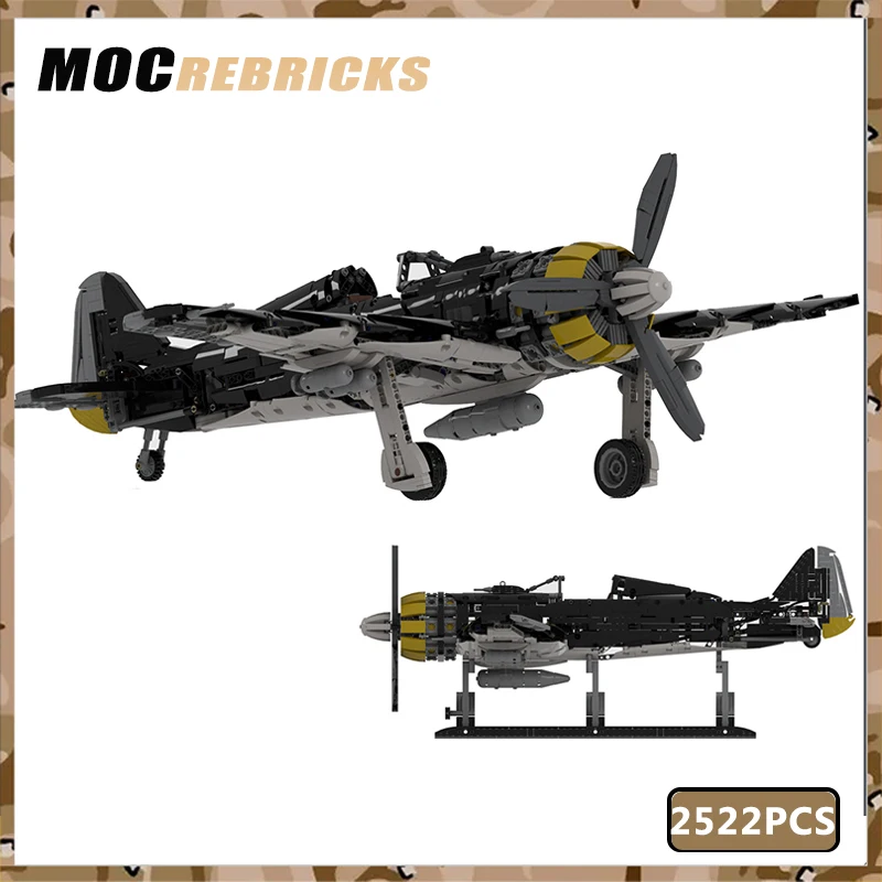 

Military Series Fw-190 Fighter MOC Technology Bricks DIY Assembled Building Block Model Aircraft Children Toy Xmas Gifts