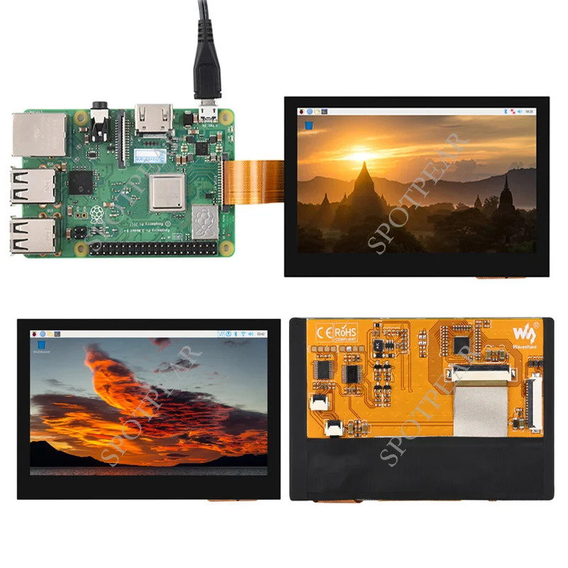 

Raspberry Pi 4,3-дюймовый 800x480 DSI IPS-LCD/QLED-дисплей MIPI Дополнительный сенсорный экран/без сенсорного экрана